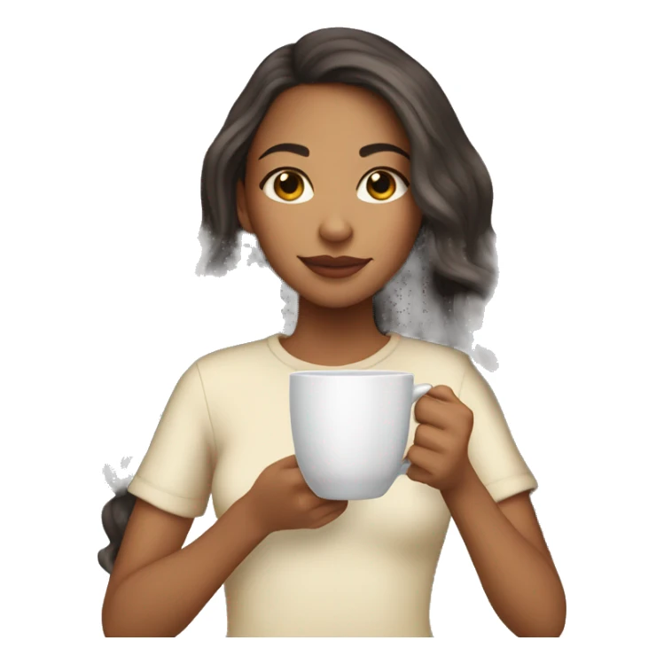 Mixed race Girl with long hair sipping tea  sticker