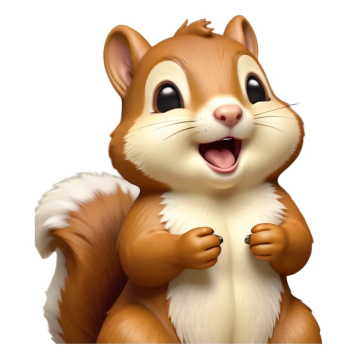 Cinematic Cute Yawning Squirrel Portrait Emoji, Head tilted slightly with a dramatic, wide-open yawn, showcasing a soft, downy auburn Fur with a fluffy tail and delicate cream accents, round eyes barely open in drowsy contentment, Simplified yet irresistibly adorable features, highly detailed, glowing with a soft, cozy glow, high shine, relaxed yet expressive, stylized with a touch of woodland charm, bright and endearing, soft glowing outline, capturing the essence of a sleepy yet affectionate squirrel, so drowsy it feels like it could scamper out of the screen and curl up for a nap! sticker