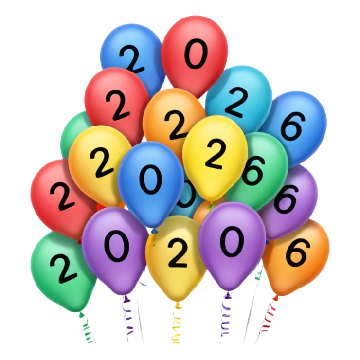 2026 is made out of balloon emoji sticker