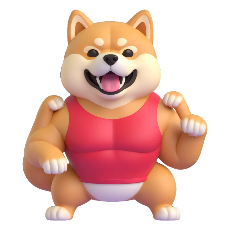 shiba inu with muscles sticker