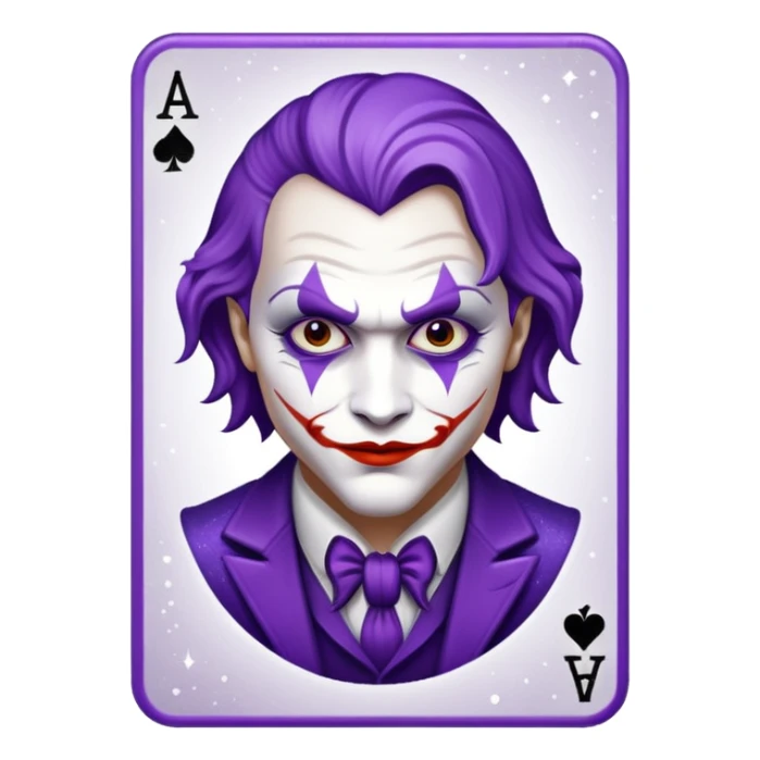 Glitter Purple and White Joker Gangster Card sticker