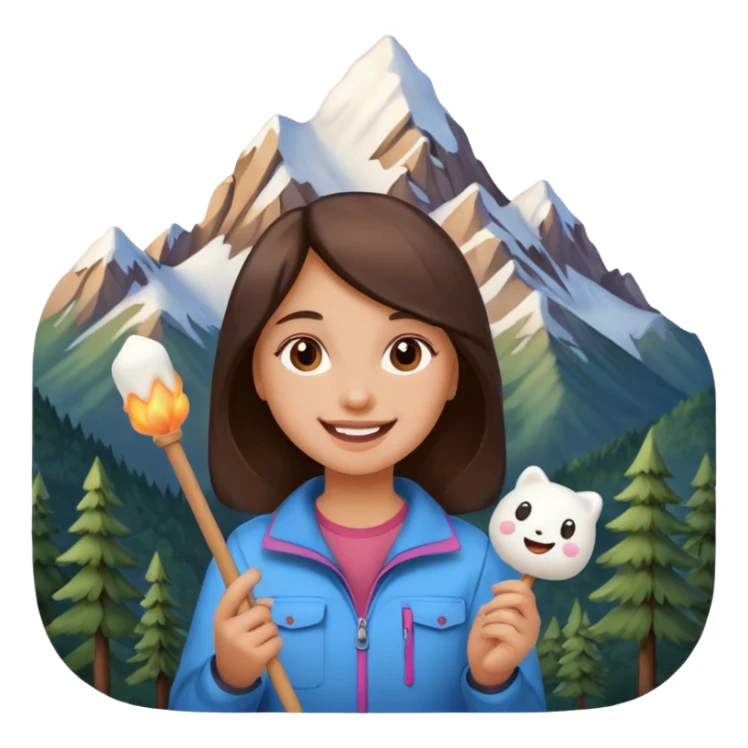 Girl + marshmallow stick, Mountain Campers. sticker