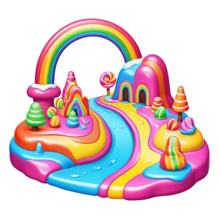 melting neon rainbow candy land landscape sticker