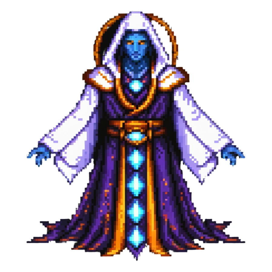 regal human lord with detailed face and flowing robes, commanding powerful energy aura sticker
