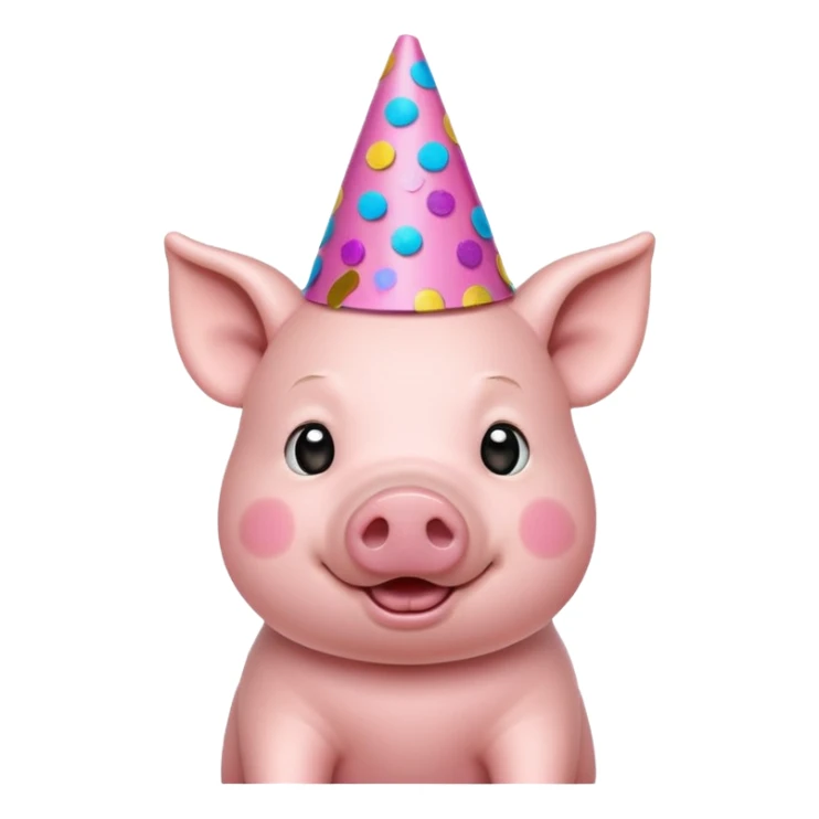 Party Pig – small pig with cone party hat and confetti sticker