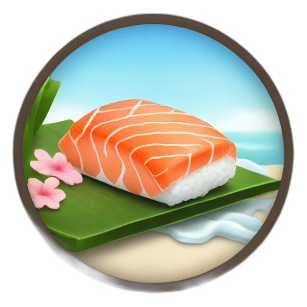 Sushi with salmon as a person getting a sun bath sticker