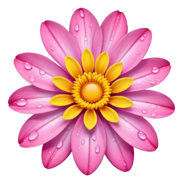 pink and yellow flower with water droplets  sticker