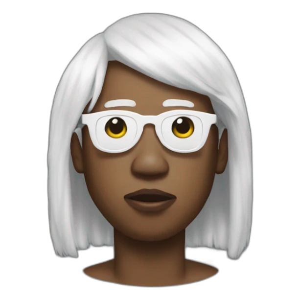 tyler the creator with a short white wig and sunglasses looking with a sstraight face sticker