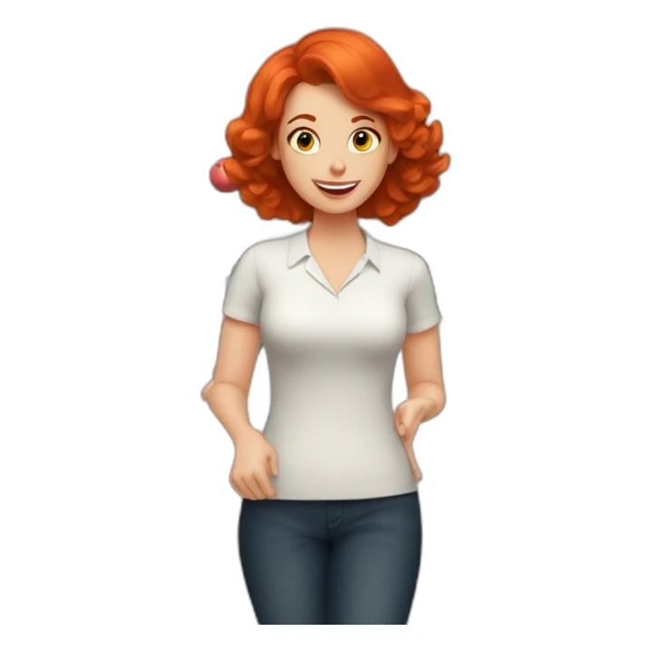 Red hair lady playing bowling sticker