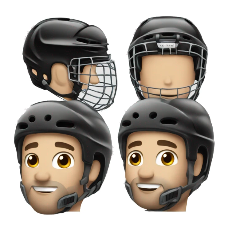 hockey player, with helmet and a viso sticker