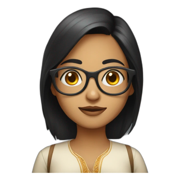 Fair indian girl with mid length black hair and spectacles sticker