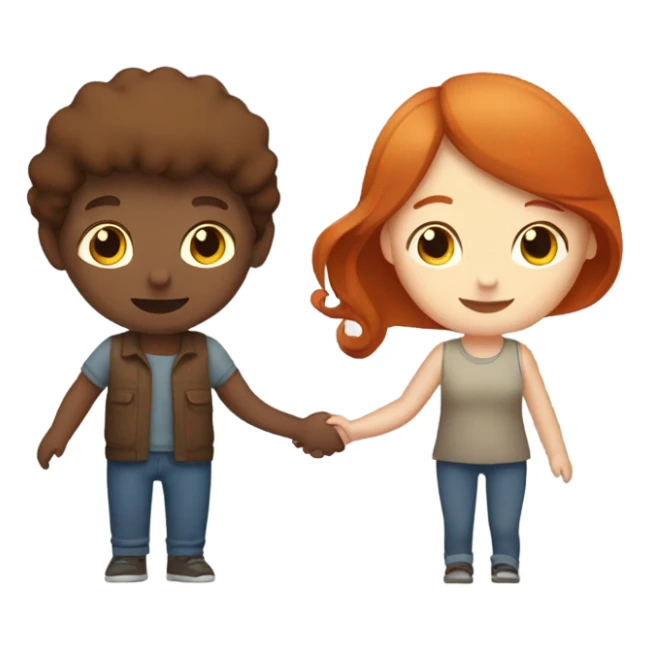 Read head girl and brunette boy holding hands  sticker