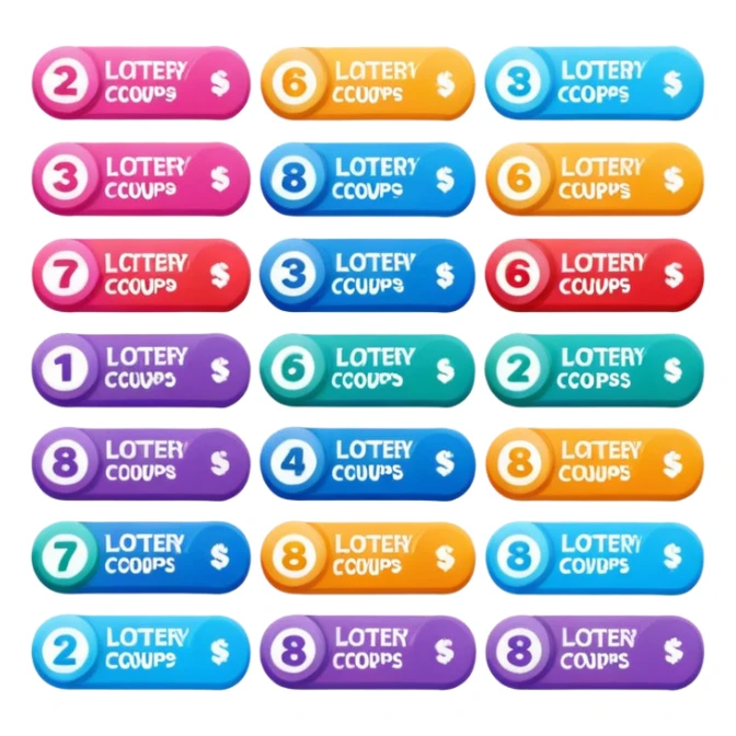 Create blank lottery coupons fanned out, clean and colorful, with different header colors and simple grid sections. No numbers, no text—just empty fields and a lottery-ticket layout. Bright, modern, and on a neutral background. with no lottery text not it at all sticker