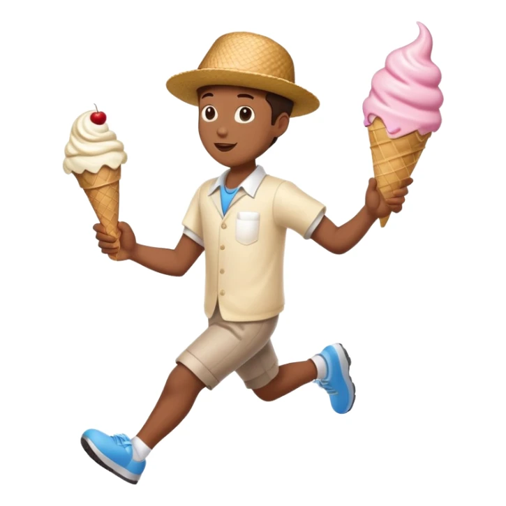 person running away from ice cream man sticker