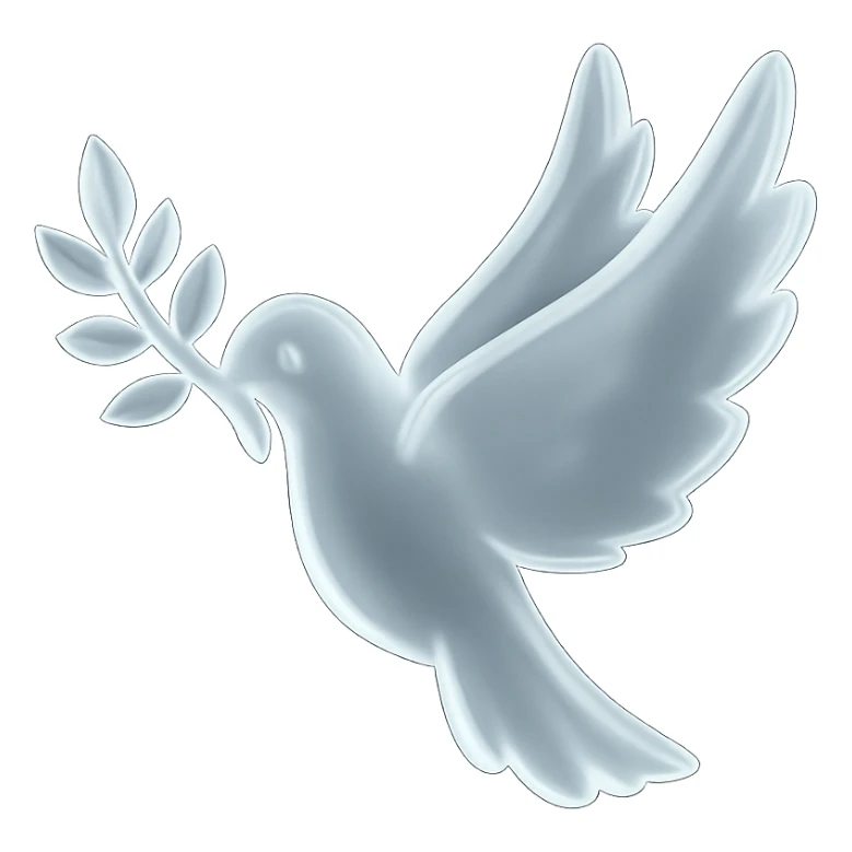 Transform the pigeon with a twig icon into a matte glass style. Make the bird and twig appear translucent and frosted, with soft highlights and a subtle glassy effect, while keeping the overall shape and pose clear. sticker