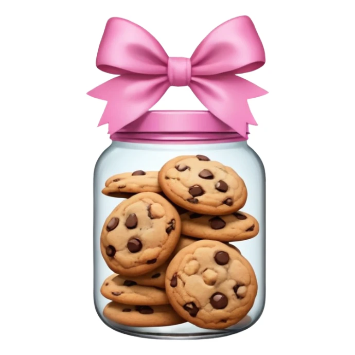 Pink jar of chocolate chip cookies with a bow  sticker