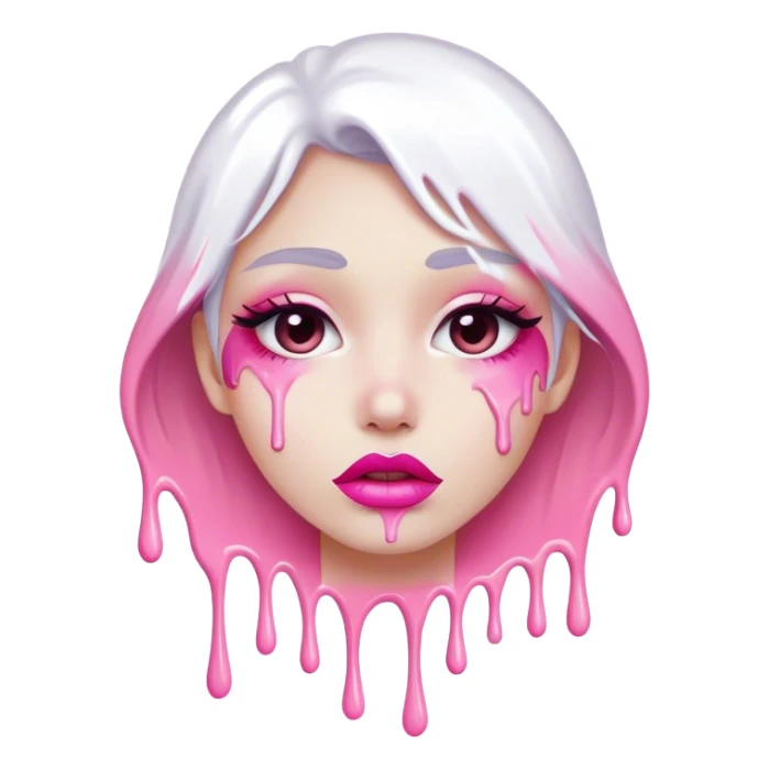 Slightly open pink ombre lips with white paint dripping off sticker