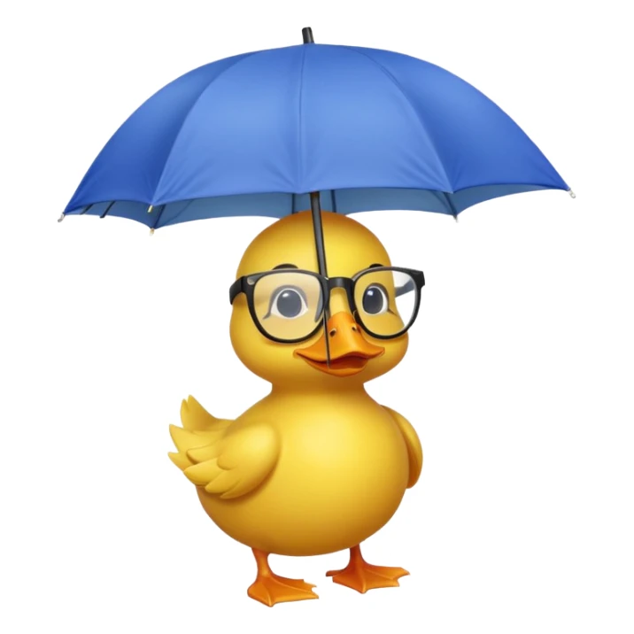 Yellow duck with umbrella and glasses  sticker