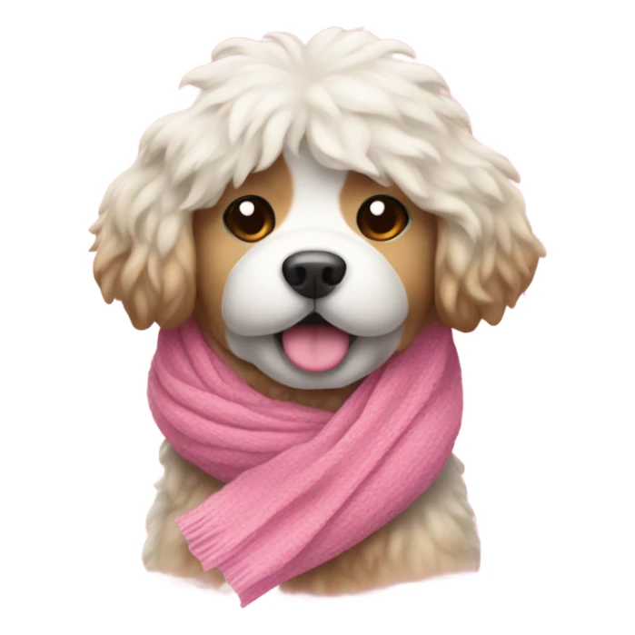 Fluffy dog with boba and pink scarf sticker