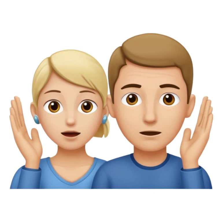 two people cupping their ears to hear a sound sticker