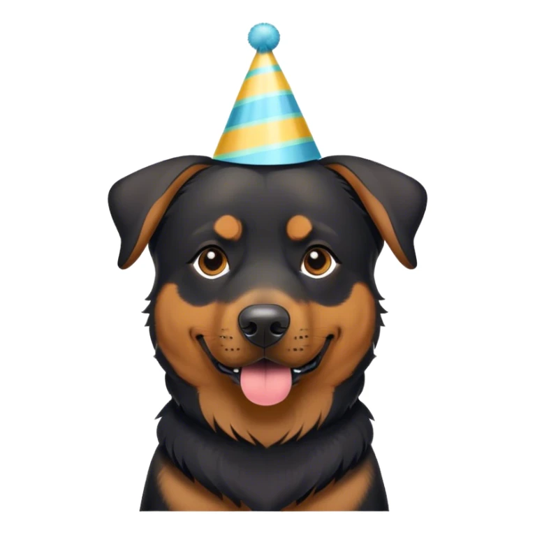 A Rottweiler/German Shepherd mix wearing a party hat. sticker
