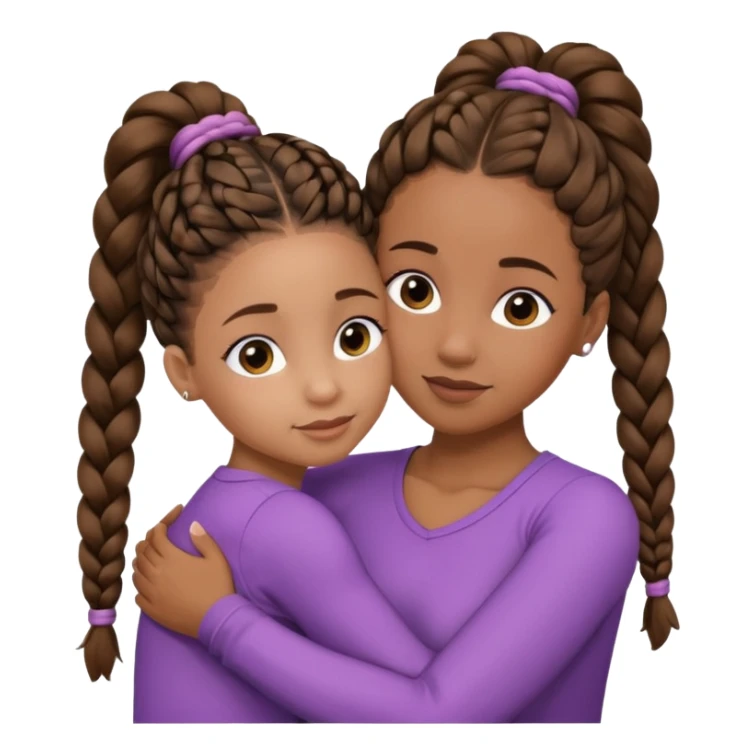 Black mom and daughter hugging. Mom has braids. And daughter has two puff ponytails. sticker