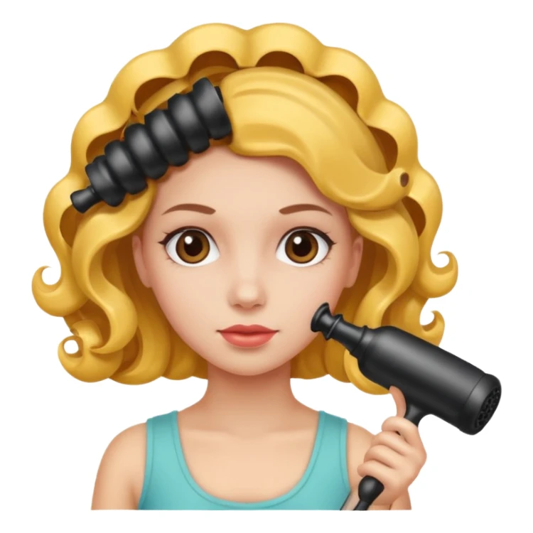 girl with hair curler on head sticker