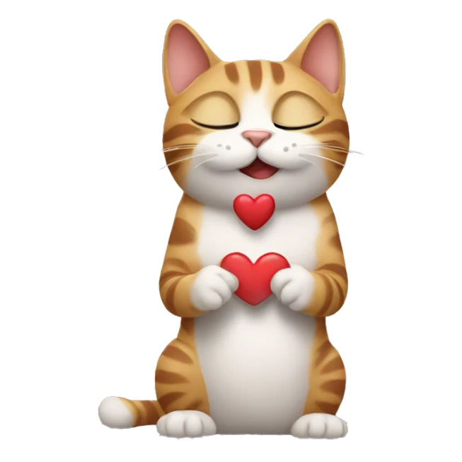 Cat giving a kiss with heart sticker