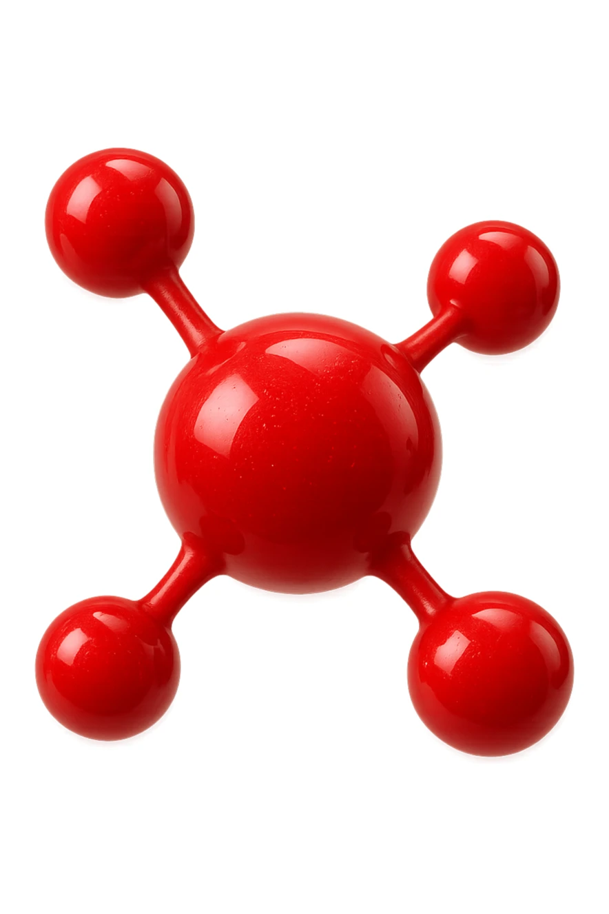 molecola chimica rossa, iperrealistico 4k, isolato su sfondo bianco, iperrealistico 4k, isolato su sfondo bianco sticker