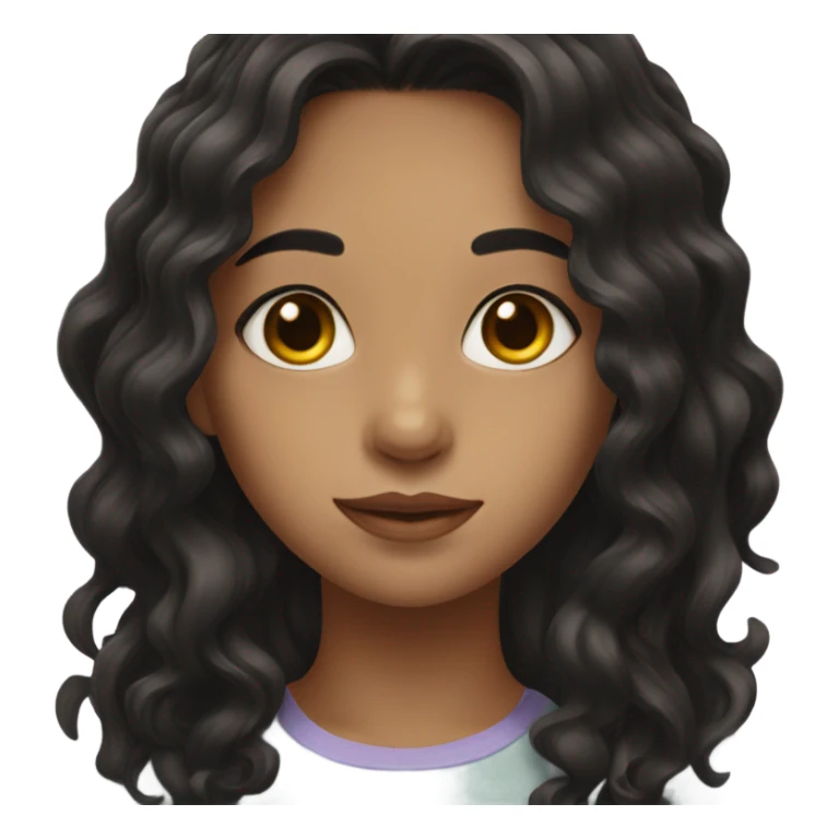 girl with black wavy hair, brown eyes sticker