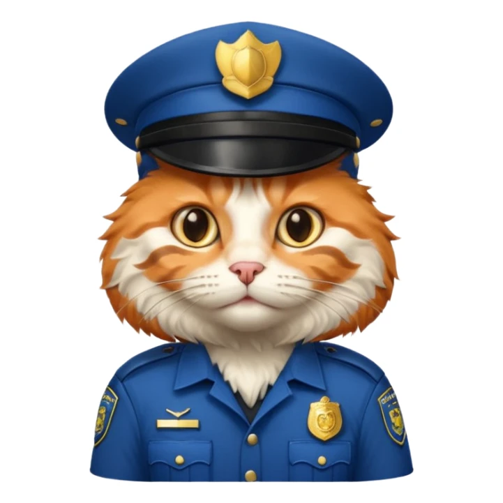oranh fluffy cat - police officer sticker