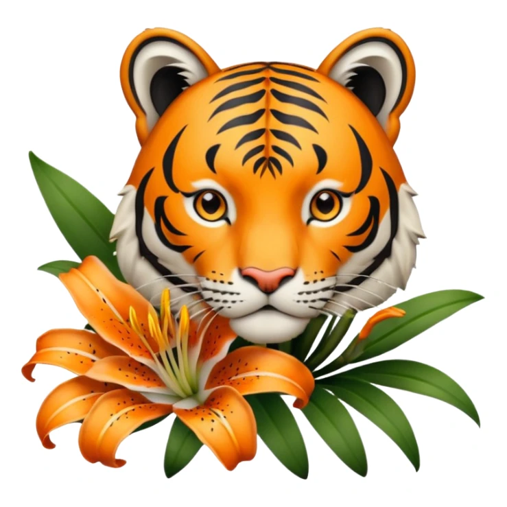 TIger outline tuning into a lily sticker