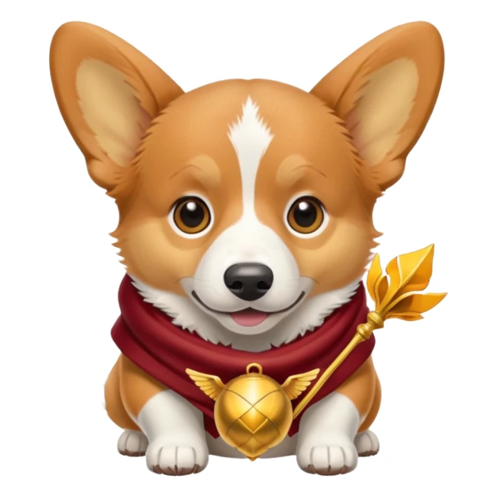 Corgi with snitch in gryffindor style sticker