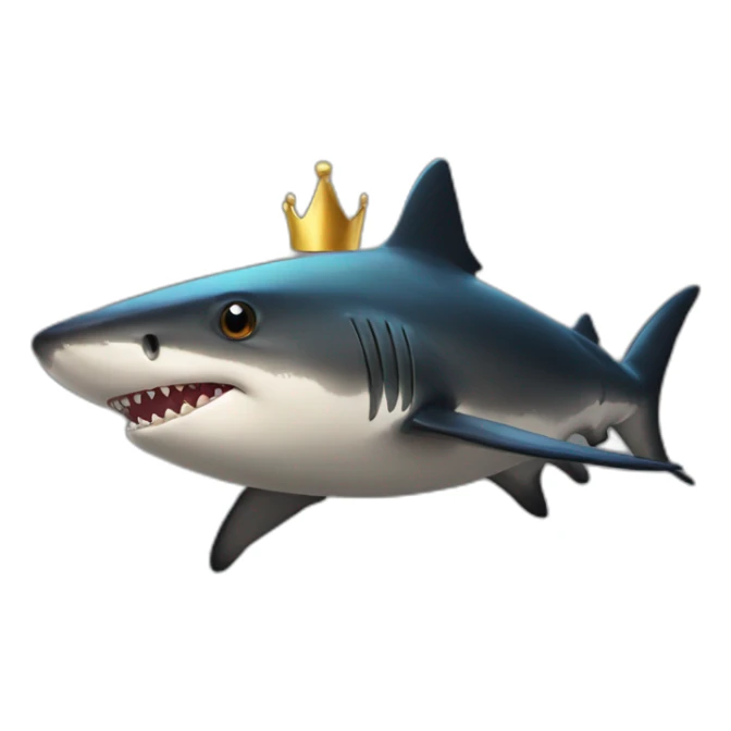 Black shark with a golden crown sitting on its head sticker