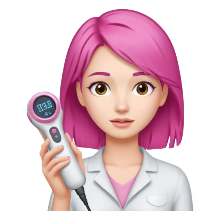 Brunette Female using a pink color hair removal device  sticker