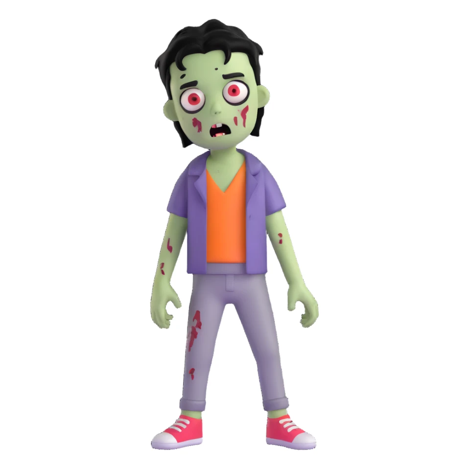 boy zombie with black hair, emo style sticker