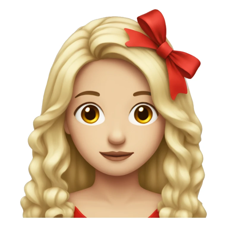 Brunette half blonde girl with red bow sticker