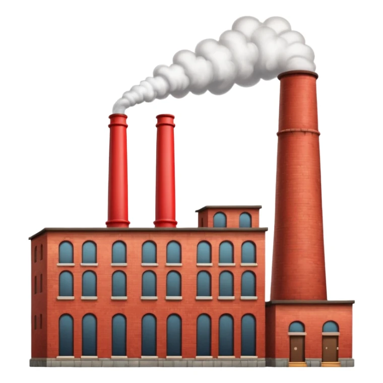 factory with tall red smokestack sticker