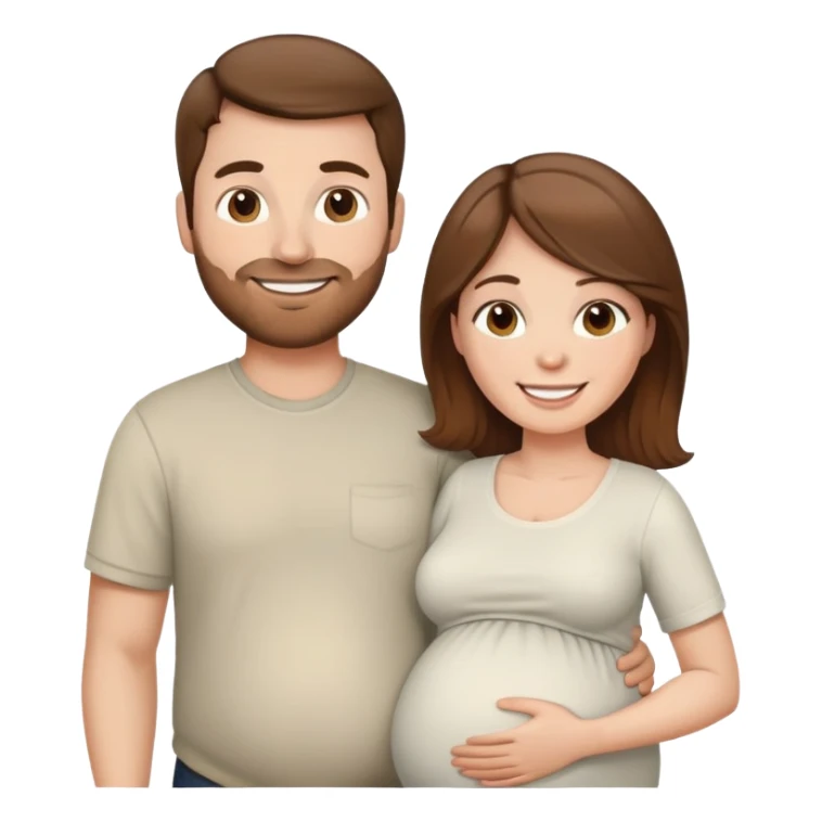 white pregnant woman brown hair and her husband sticker