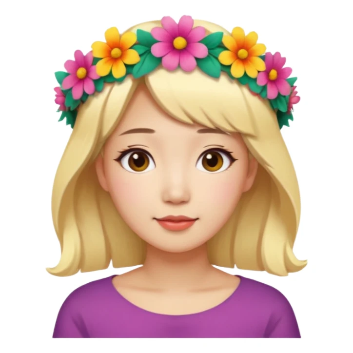 asian woman blonde flower crown sticker