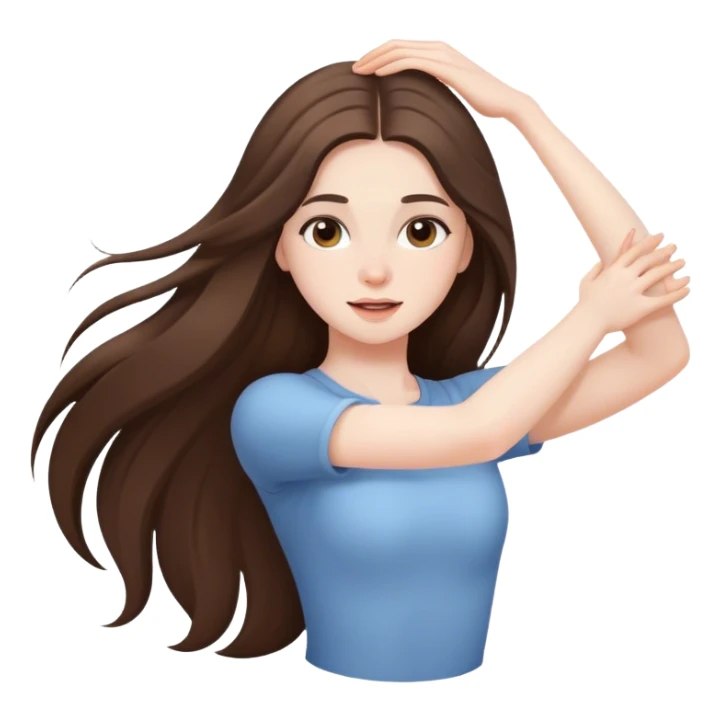 beautiful pale brunette girl with long hair stretching  sticker