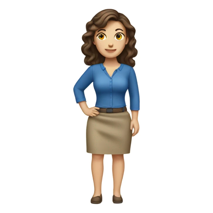 Brunette Caucasian beauty curvy skirt sticker