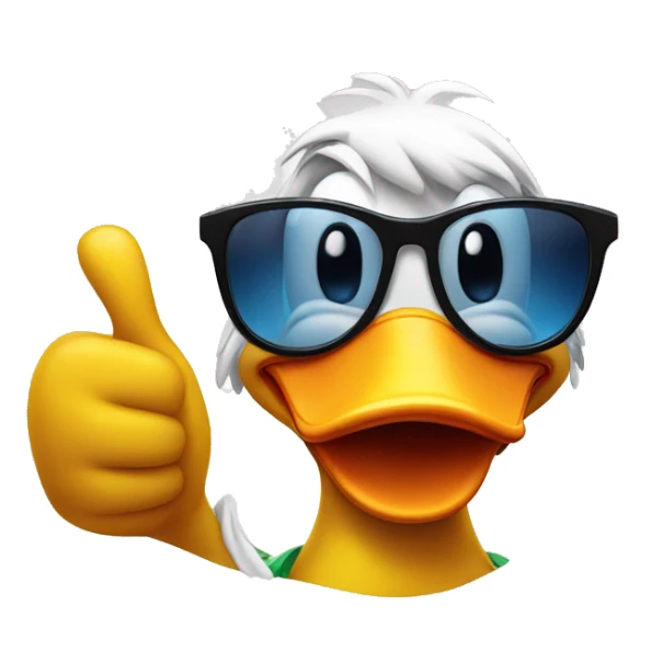 goofy duck giving thumb up with sun glasses sticker