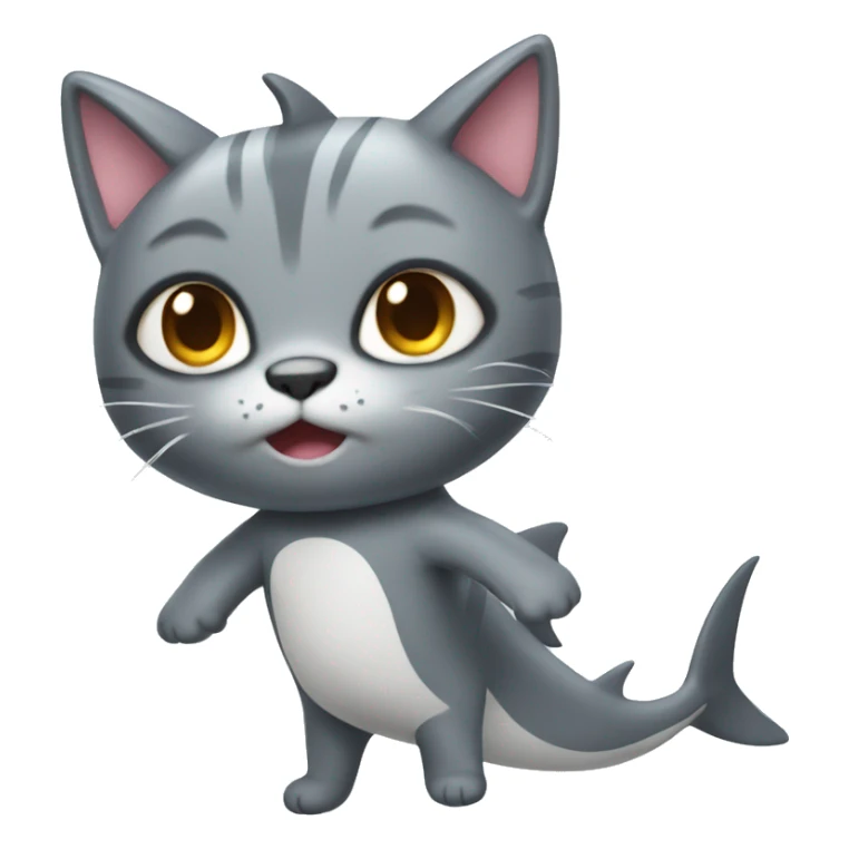 cute grey cat with a shark costume sticker