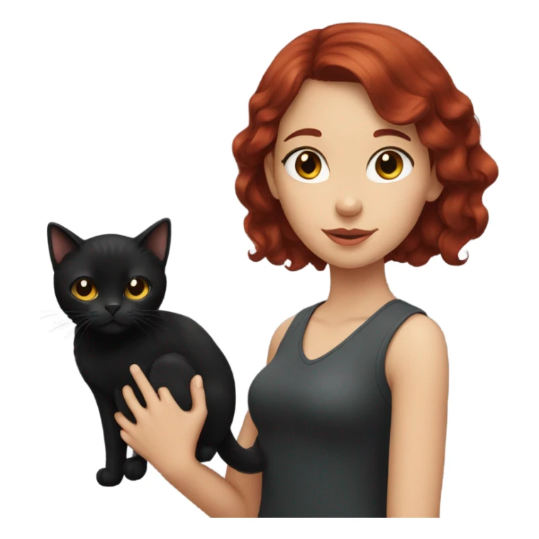 black cat being held by girl with dark red hair sticker