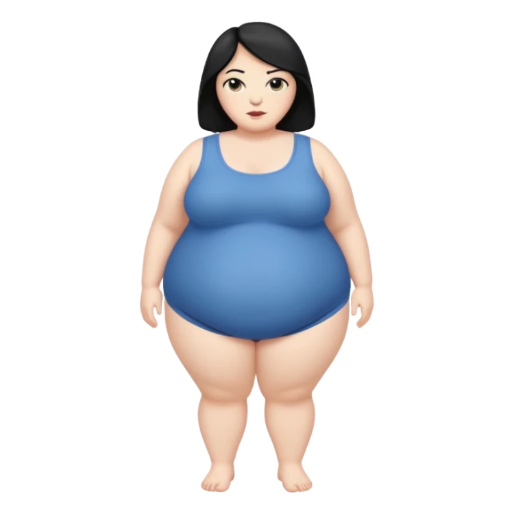 Fat white woman. Full body. Black hair sticker