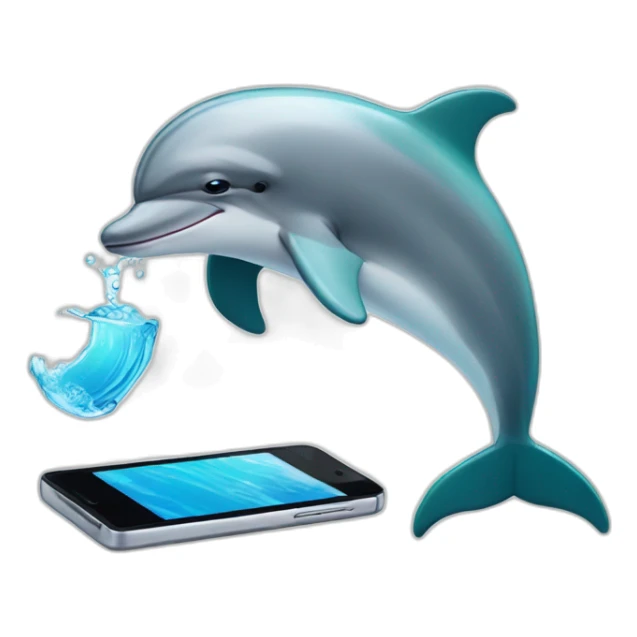 A dolphin who play with his smartphone sticker