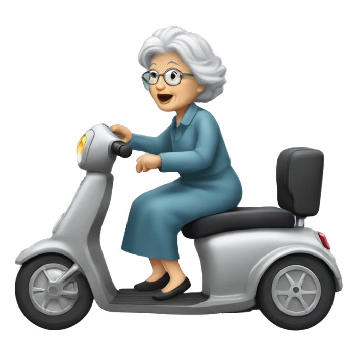 old lady grey hair and electrical disabled scooter sticker