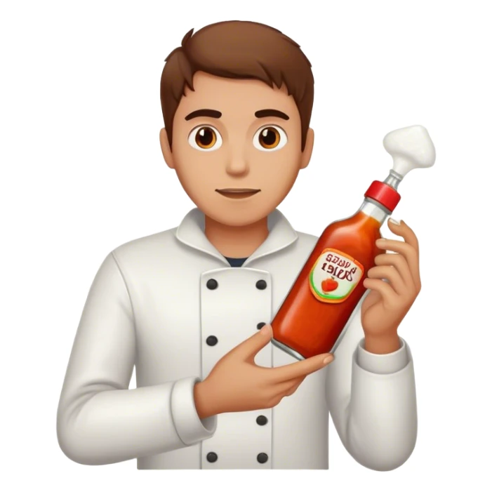 brown hair guy holding hot sauce and salt sticker