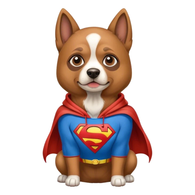 A dog wearing a Superman hoodie ￼ sticker